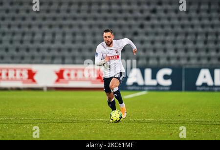 Casper Höjer of Aarhus GF during the Danish Cup match between Aarhus GF versus AC Horsens at Aarhus Stadium, Aarhus, Denmark on December 16, 2020. (Photo by Ulrik Pedersen/NurPhoto) Stock Photo