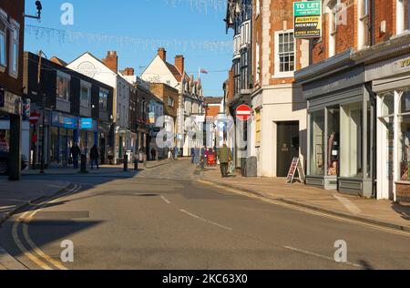 Shoppers on a high street Uttoxeter, Staffordshire, UK Stock Photo