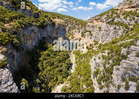 Sotira river with waterfall in Summer 2022 Stock Photo