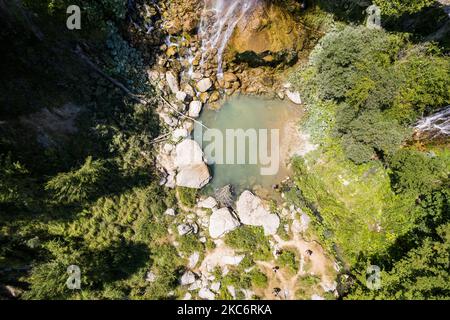 Sotira river with waterfall in Summer 2022 Stock Photo