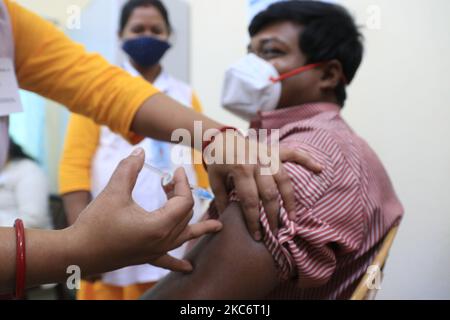 Vaccination dry runs start at three sites in West Bengal -- one in the city and the others in North 24 Parganas -- on Saturday, as part of the national preparatory exercise before the imminent rollout. At The health centre (UPHC) in Duttabad in Kolkata city on January 02,2021. Health department sources indicated that about 25 beneficiaries could be part of the dummy exercise at each of the three sites. The department has conducted, and still conducting, training programmes for personnel at various levels, who will be involved in the vaccination programme, in anticipation of the vaccine rollout Stock Photo