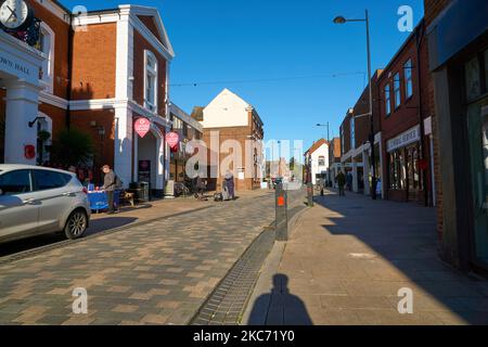 Shoppers on a high street Uttoxeter, Staffordshire, UK Stock Photo