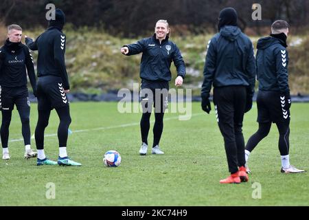 Carl Piergianni of Oldham Athletic during training at Chapel Road, Oldham before the FA Cup third round tie against Bournemouth at the Vitality Stadium, Bournemouth. (Photo by MI News/NurPhoto) Stock Photo