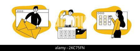 App development set business vector illustration concept. Application web technology and development interface website. Digital programming and networ Stock Vector