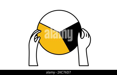 Hands holding chart and business finance graph diagram vector illustration concept. Success report and investment income. Marketing profit and earning Stock Vector