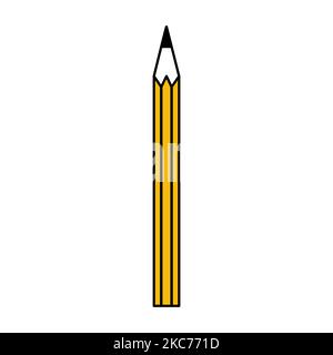 School pencil design vector illustration write tool art isolated white icon. Equipment pencil with eraser yellow color simple sign. Stationery supply Stock Vector