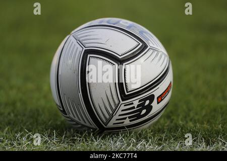 A general view of the New Balance match ball used in the Vanarama National League match between Hartlepool United and Wealdstone at Victoria Park, Hartlepool on Saturday 9th January 2021. (Photo by Mark Fletcher/MI News/NurPhoto) Stock Photo