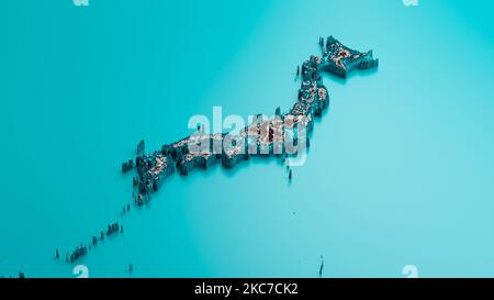Relief map of Japan with shaded relief Stock Photo - Alamy