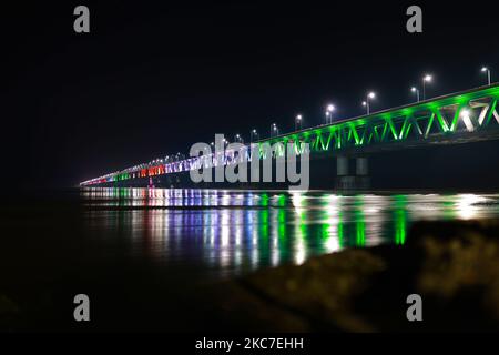 he Bogibeel Bridge is a combined road and rail bridge over the Brahmaputra River in the northeastern Indian state of Assam between Dhemaji district Stock Photo