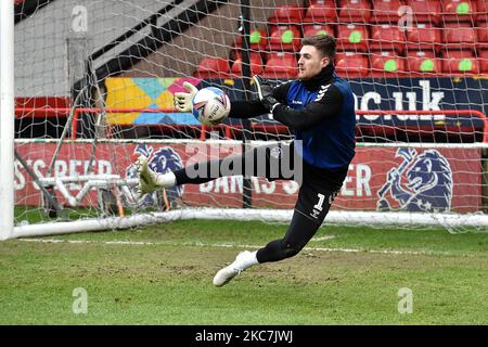 Oldham Athletic's Ian Lawlor (Goalkeeper) during the Sky Bet League 2 match between Walsall and Oldham Athletic at the Banks's Stadium, Walsall, England on 16th January 2021. (Photo byEddie Garvey/MI News/NurPhoto) Stock Photo