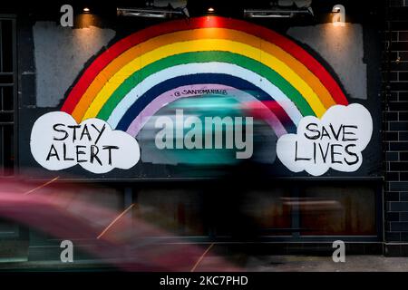 Stay Alert Save Lives Street Art Lock Down, London, United Kingdom, on January 18, 2021. (Photo by Robin Pope/NurPhoto) Stock Photo