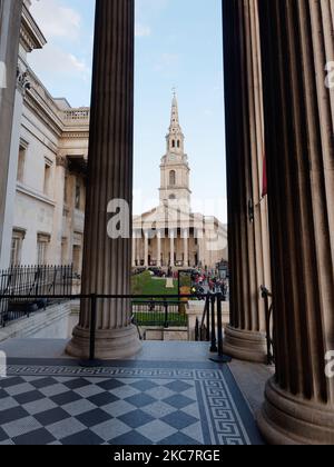 St Martin In The Fields Church as seen from The National Gallery viewing platform Stock Photo