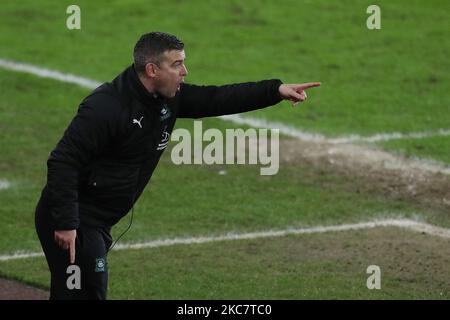 Plymouth Argyle's asssitant manager Steven Schumacher during the Sky Bet League 1 match between Sunderland and Plymouth Argyle at the Stadium Of Light, Sunderland on Tuesday 19th January 2021. (Photo by Mark Fletcher/MI News/NurPhoto) Stock Photo