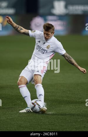 Toni Kroos of Real Madrid does passed during the Supercopa de Espana Semi Final match between Real Madrid and Athletic Club at Estadio La Rosaleda on January 14, 2021 in Malaga, Spain. (Photo by Jose Breton/Pics Action/NurPhoto) Stock Photo