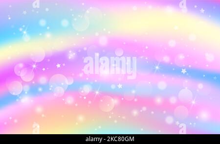 Fantasy rainbow background in sparkling stars for design. Vector illustration. Vector illustration for children. Stock Vector