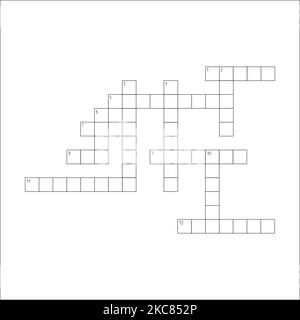 Blank crossword puzzle grid, empty template squares to fill in for riddle, educational or leisure game, ready to be used for making any word puzzle Stock Vector