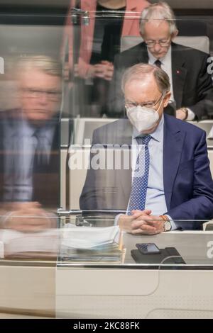 Minister President of Lower Saxony during the commemoration of the 76th anniversary of the liberation of the Auschwitz concentration camp at the Lower Saxony State Parliament on 27 January 2021 in Hanover. (Photo by Peter Niedung/NurPhoto) Stock Photo