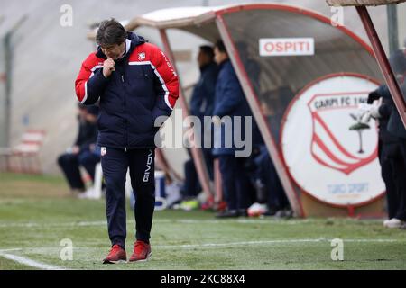 Head Coach Luciano Foschi of Carpi FC during the Serie C match between Carpi and Feralpisalo at Stadio Sandro Cabassi on January 27, 2021 in Carpi, Italy. (Photo by Emmanuele Ciancaglini/NurPhoto) Stock Photo