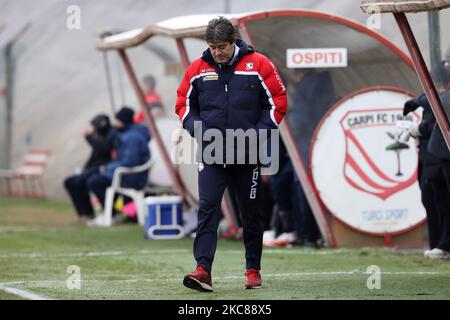 Head Coach Luciano Foschi of Carpi FC during the Serie C match between Carpi and Feralpisalo at Stadio Sandro Cabassi on January 27, 2021 in Carpi, Italy. (Photo by Emmanuele Ciancaglini/NurPhoto) Stock Photo