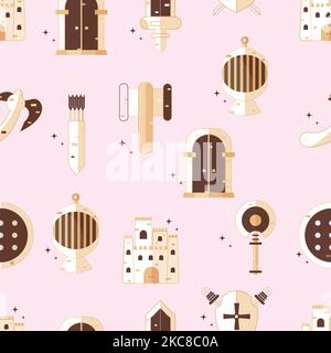 Seamless pattern background with medieval weapon icons Vector Stock Vector