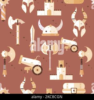 Seamless pattern background with medieval weapon icons Vector Stock Vector