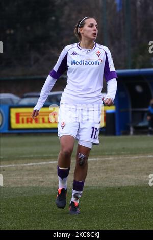 Valery Vigilucci of ACF Fiorentina in action during the Women Coppa Italia match between FC Internazionale and ACF Fiorentina at Suning Youth Development Centre in memory of Giacinto Facchetti on January 30, 2021 (Photo by Mairo Cinquetti/NurPhoto) Stock Photo