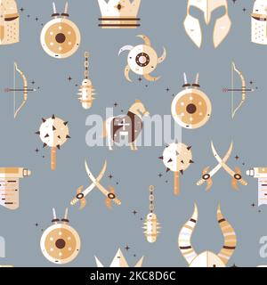 Seamless pattern background with medieval weapon icons Vector Stock Vector