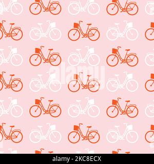 Seamless pattern with granny bikes. Cute bicycle background. Stock Vector