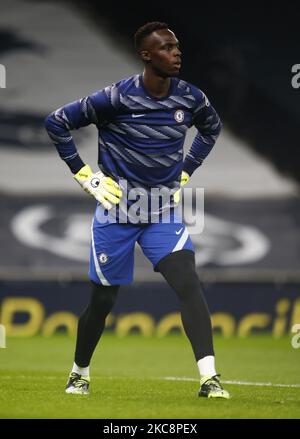 LONDON, ENGLAND - FEBRUARY 04:Chelsea's Edouard Mend during the pre-match warm-up during Premiership between Tottenham Hotspur and Chelsea at Tottenham Hotspur Stadium , London, UK on 04th February 2021 (Photo by Action Foto Sport/NurPhoto) Stock Photo