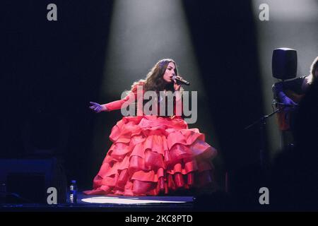 Spanish singer María José Llergo performing at the Teatro Circo Price during the Inverfest Music Festival on February 5, 2021, in Madrid, Spain. (Photo by Jon Imanol Reino/NurPhoto) Stock Photo