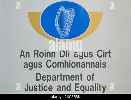 The Department of Justice sign is seen on the exterior of the United ...