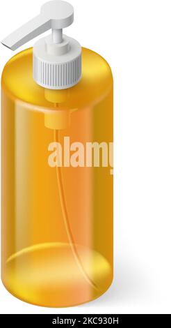 Single Yellow Bottle of Shampoo in Isometric Style Stock Vector