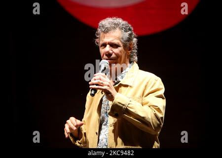 FILE IMAGE: US jazz pianist Chick Corea performs at the EDP Cool Jazz Festival in Oeiras, Portugal on July 19, 2015. Corea, a towering jazz pianist with a staggering 23 Grammy awards who pushed the boundaries of the genre and worked alongside Miles Davis and Herbie Hancock, has died. He was 79. Corea died Tuesday, Feb. 9, 2021, of a rare form of cancer, his team posted on his web site. His death was confirmed by Corea's web and marketing manager, Dan Muse. (Photo by Pedro FiÃºza/NurPhoto) Stock Photo
