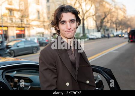 Tamino attends the Fendi fashion show during Milan Men's Fashion Week Fall/Winter 2020/2021 on January 13, 2020 in Milan, Italy (Photo by Alessandro Bremec/NurPhoto) Stock Photo