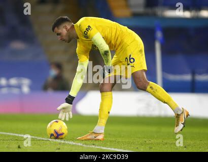 Newcastle United's Karl Darlow during Premiership between Chelsea and Newcastle United at Stamford Bridge Stadium , London, UK on 15th February 2021 (Photo by Action Foto Sport/NurPhoto) Stock Photo