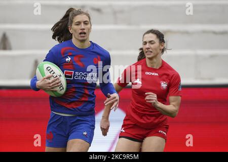 player of france during match 20 between Poland and France during Day Two of The Madrid Rugby Sevens International Tournament at Universidad Complutense de Madrid on February 21, 2021 in Madrid, (Photo by Oscar Gonzalez/NurPhoto) Stock Photo