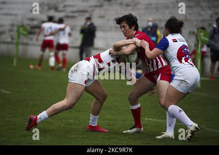 Baizat Khamidova of Russia during the Womens Finals between France and Russia during Day Two of The Madrid Rugby Sevens International Tournament at Universidad Complutense de Madrid on February 21, 2021 in Madrid (Photo by Oscar Gonzalez/NurPhoto) Stock Photo