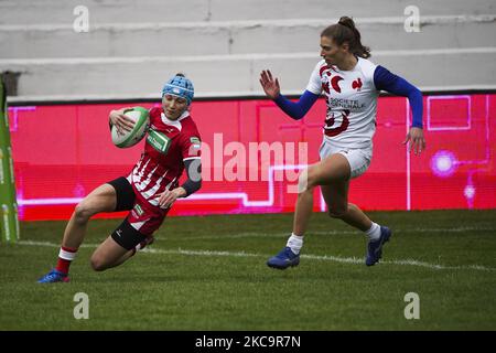 Kristina Seredina of Russia during the Womens Finals between France and Russia during Day Two of The Madrid Rugby Sevens International Tournament at Universidad Complutense de Madrid on February 21, 2021 in Madrid (Photo by Oscar Gonzalez/NurPhoto) Stock Photo