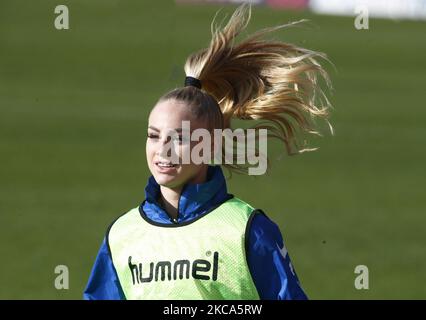 Alisha Lehmann of Everton Ladies (on Loan from West Ham United) during Barclays FA Women's Super League between Tottenham Hotspur and Everton at The Hive Stadium , Barnet UK on 28th February 2021 (Photo by Action Foto Sport/NurPhoto) Stock Photo