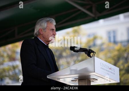 General Secretary of the PCP, Jerónimo de Sousa speech in the Portuguese Communist Party Celebrates its Centenary on the streets in Lisbon, on March 6, 2021 (Photo by Nuno Cruz/NurPhoto) Stock Photo