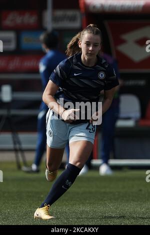 Jorja Fox (England) of Chelsea FC during the warm-up before the Women's UEFA Champions League Round of 16 match between Atletico Madrid and Chelsea FC Women at Stadio Brianteo on March 10, 2021 in Monza, Italy. (Photo by Jose Breton/Pics Action/NurPhoto) Stock Photo