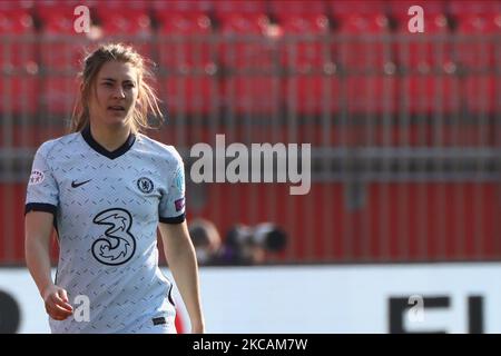 Hannah Blundell of Chelsea Women in action during the Women's UEFA Champions League Round of 16 match between Atletico Madrid and Chelsea FC Women at Brianteo Stadium in Monza on March 10, 202 Italy. (Photo by Mairo Cinquetti/NurPhoto) Stock Photo