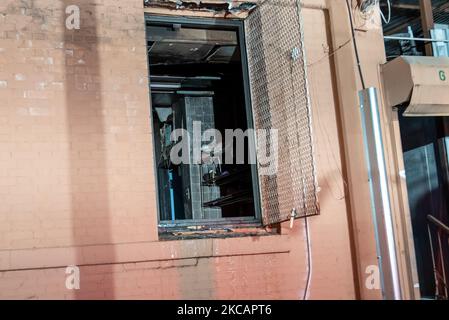 FDNY personnel are seen at a auto shop fire in Midtown, Manhattan, New ...