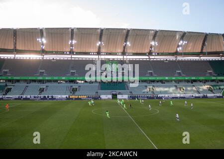 A general view inside the stadium during the Bundesliga match between VfL Wolfsburg and FC Schalke 04 at Volkswagen Arena on March 13, 2021 in Wolfsburg, Germany. (Photo by Peter Niedung/NurPhoto) Stock Photo