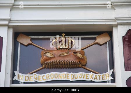 Sign outside a traditional Dutch bakery in the small town of Zaanse Schans, Holland, Netherlands, Europe. (Photo by Creative Touch Imaging Ltd./NurPhoto) Stock Photo