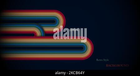 Abstract technology background retro style colorful with simple curve lines vintage design Stock Vector