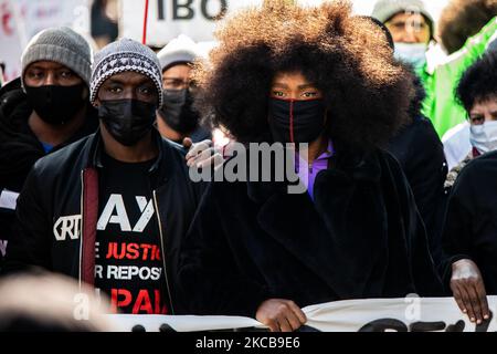 Assa Traore during a demonstration against racism, police violence and against the Global Security Laws in Paris, France, on March 20, 2021. (Photo by Jerome Gilles/NurPhoto) Stock Photo