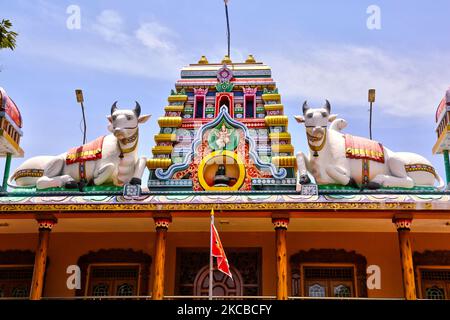 Figures of Hindu deities adorn the Keerimalai Kassi Wisvanathar Temple ...