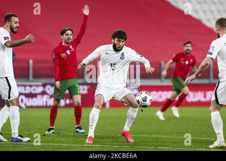 Badavi Huseynov during the FIFA World Cup European qualifiers Quatar 2022 (Group A) match ?between Portugal and Azerbaijan at Juventus Stadium on March 24, 2021 in Turin, Italy. Portugal won 1-0 over Azerbaijan. (Photo by Massimiliano Ferraro/NurPhoto) Stock Photo