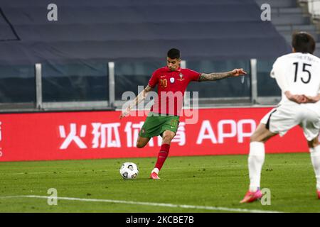 Joao Cancelo of Portugal during the FIFA World Cup European qualifiers Quatar 2022 (Group A) match ?between Portugal and Azerbaijan at Juventus Stadium on March 24, 2021 in Turin, Italy. Portugal won 1-0 over Azerbaijan. (Photo by Massimiliano Ferraro/NurPhoto) Stock Photo